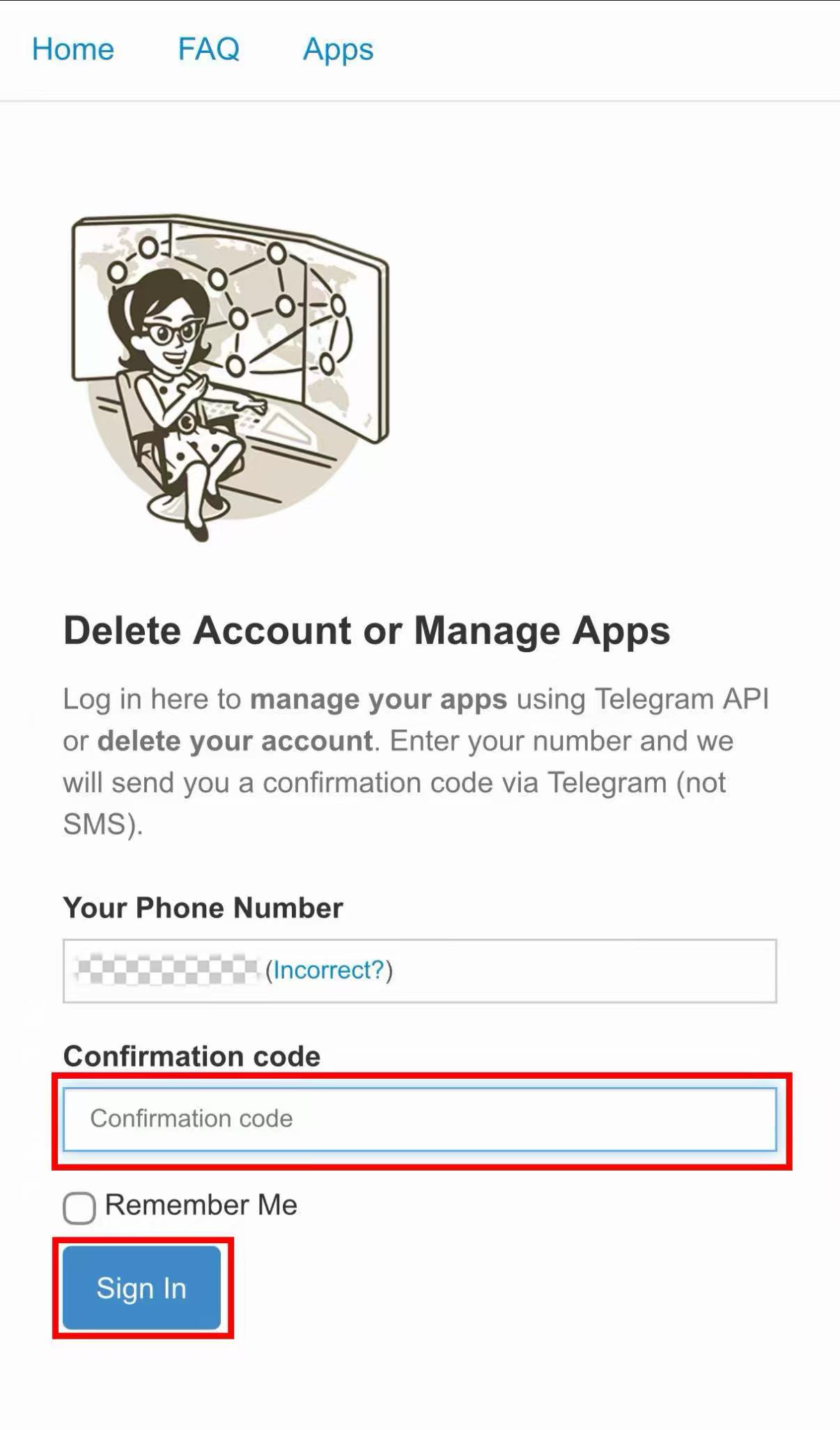 Delete account 選項